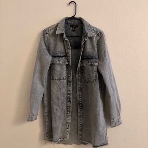 Forever 21 Denim Bleach Wash Oversized Jacket